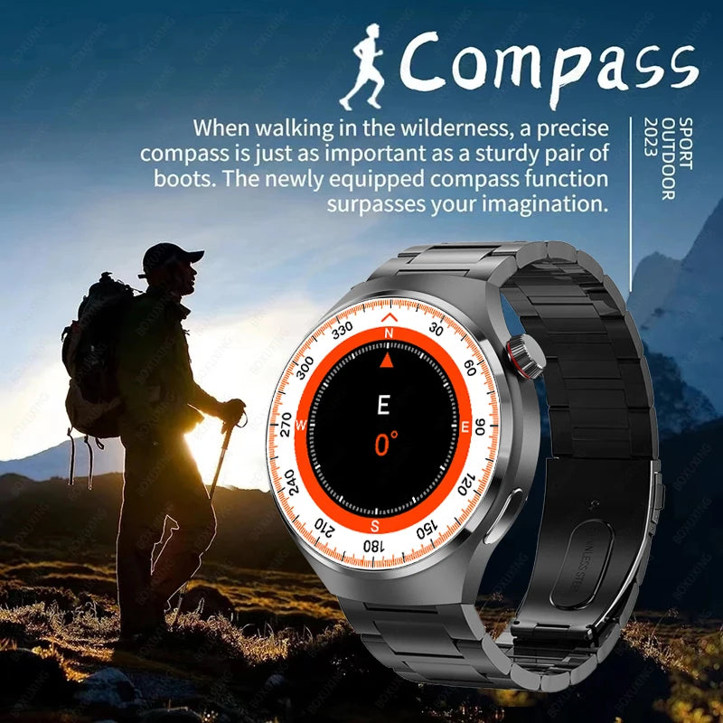 2024New GPS Smart Watch Men For Huawei GT4 Pro AMOLED Screen Heart rate Bluetooth Call NFC IP68Waterproof Blood Sugar Smartwatch