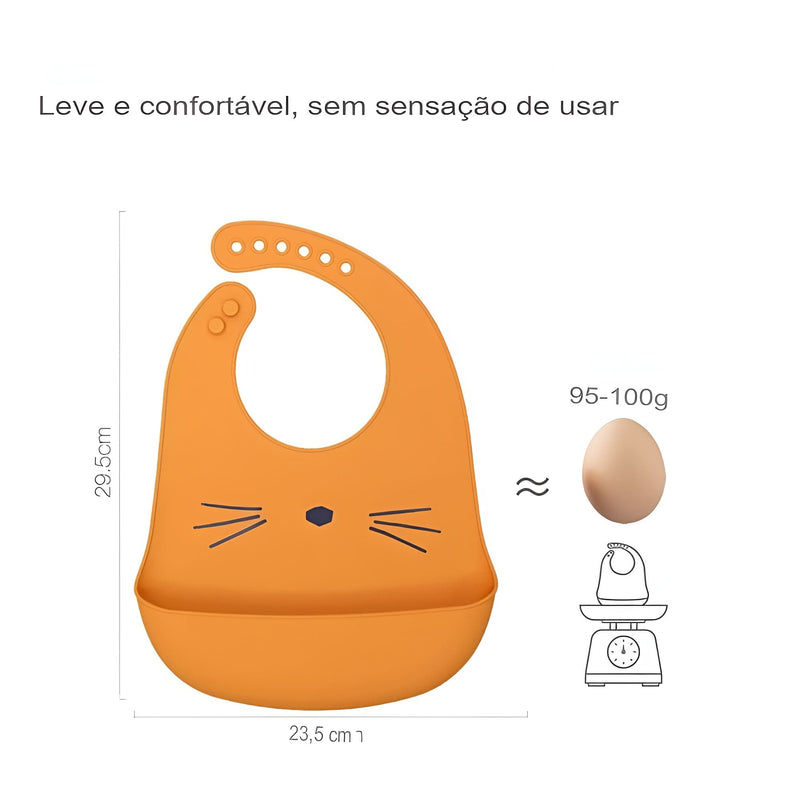 Babador de Silicone Infantil - Animais